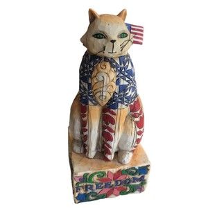 Jim Shore Freedom Patriotic 6.5" Tall Cat Hartwood Creek